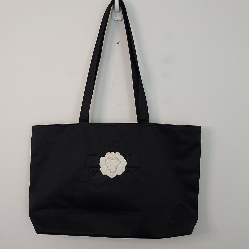 St John Vintage Black Satin Tote Bag